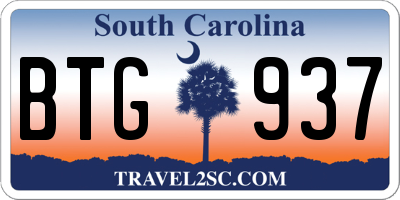 SC license plate BTG937