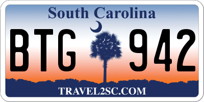 SC license plate BTG942