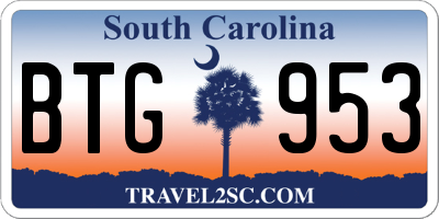 SC license plate BTG953
