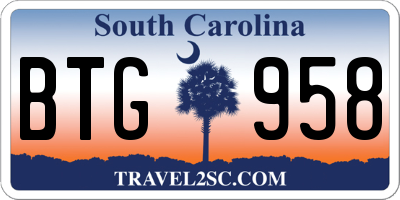 SC license plate BTG958