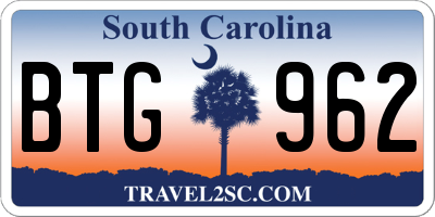 SC license plate BTG962