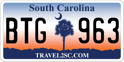SC license plate BTG963