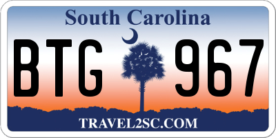 SC license plate BTG967