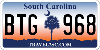 SC license plate BTG968
