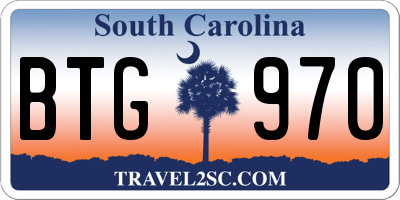 SC license plate BTG970
