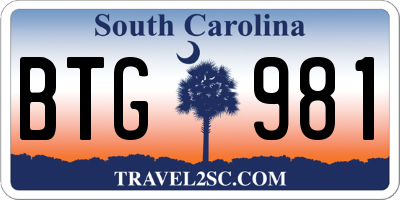 SC license plate BTG981