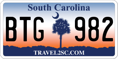 SC license plate BTG982
