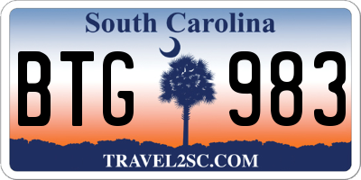 SC license plate BTG983