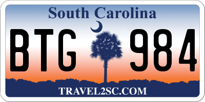 SC license plate BTG984