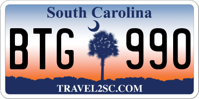 SC license plate BTG990