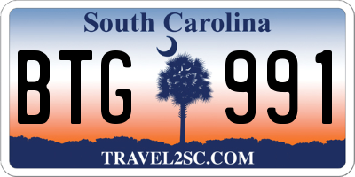 SC license plate BTG991
