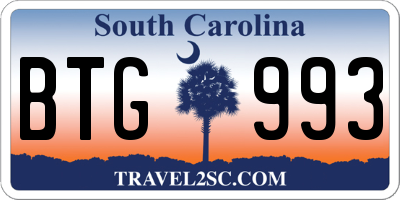 SC license plate BTG993