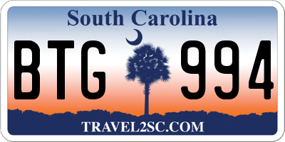 SC license plate BTG994