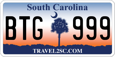 SC license plate BTG999