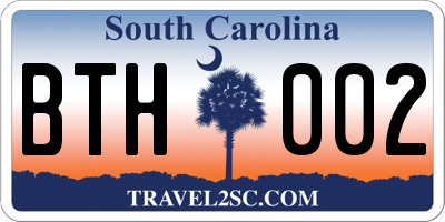 SC license plate BTH002