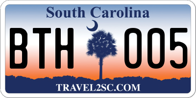 SC license plate BTH005