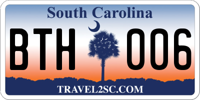 SC license plate BTH006