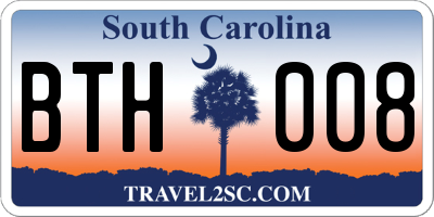 SC license plate BTH008