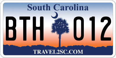 SC license plate BTH012