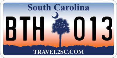 SC license plate BTH013