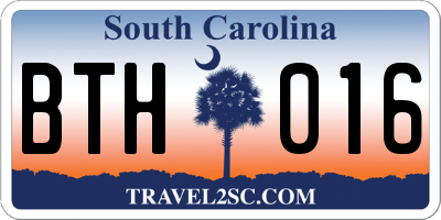 SC license plate BTH016