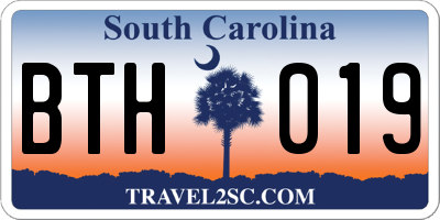 SC license plate BTH019