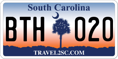 SC license plate BTH020