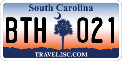 SC license plate BTH021