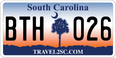 SC license plate BTH026