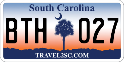 SC license plate BTH027