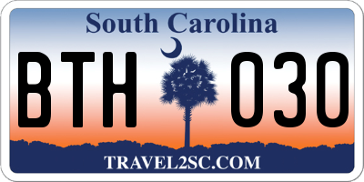 SC license plate BTH030
