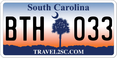SC license plate BTH033