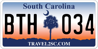 SC license plate BTH034
