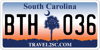 SC license plate BTH036
