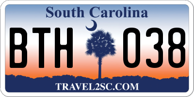 SC license plate BTH038
