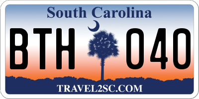 SC license plate BTH040