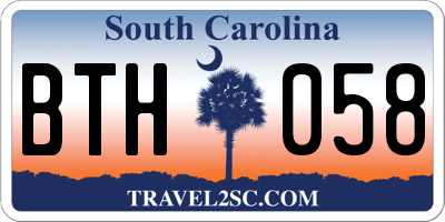 SC license plate BTH058