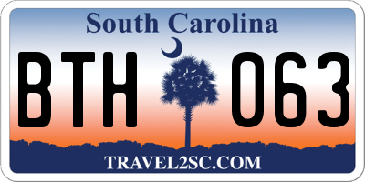SC license plate BTH063