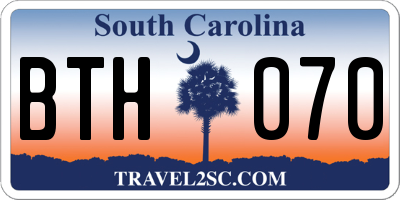 SC license plate BTH070