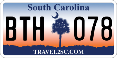 SC license plate BTH078