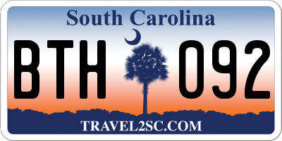 SC license plate BTH092