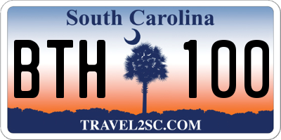SC license plate BTH100