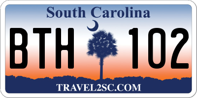 SC license plate BTH102