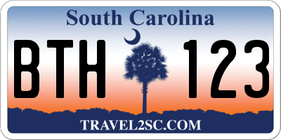 SC license plate BTH123