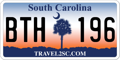 SC license plate BTH196