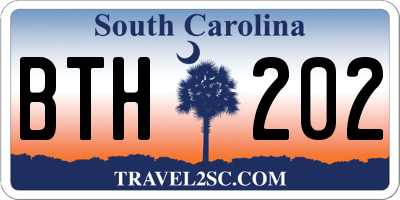 SC license plate BTH202