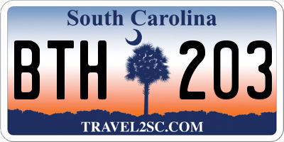 SC license plate BTH203