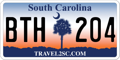 SC license plate BTH204