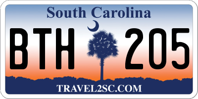 SC license plate BTH205