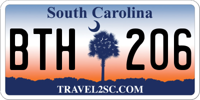 SC license plate BTH206